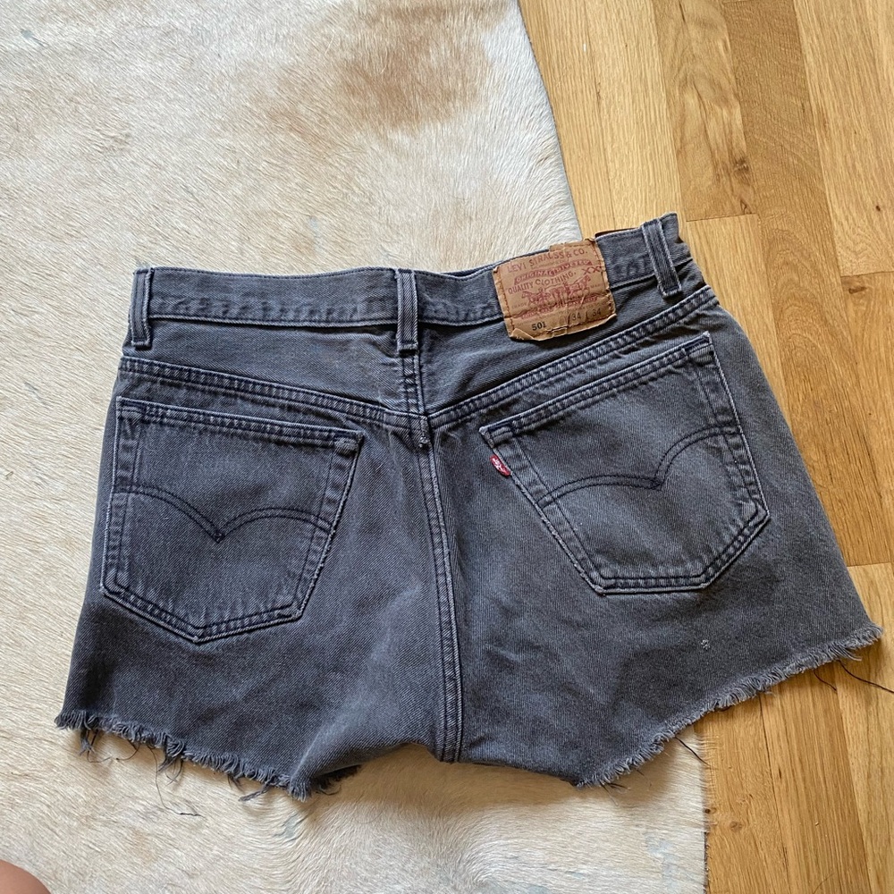 Distressed Gray Denim Shorts - Picture 3 of 4